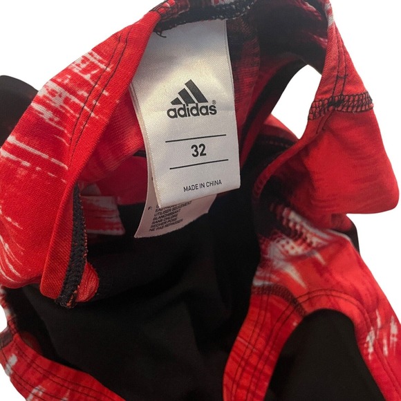 ADIDAS Graphic Stripe V Back Red Black White 1pc Swim Suit NEW Women’s Size 32 - Picture 3 of 5